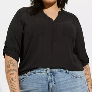 New Torrid Womens 3X Top Georgette Pullover 3/4 Sleeve Blouse Plus Size